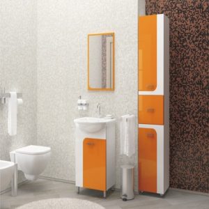 Комплект мебели АКВА — 55 под умывальник Уют-55 бело-оранжевая (MDW)