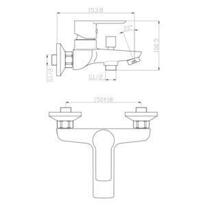 3505Р — смеситель для ванны OLIMP одноручковый, короткий излив, латунь, хром