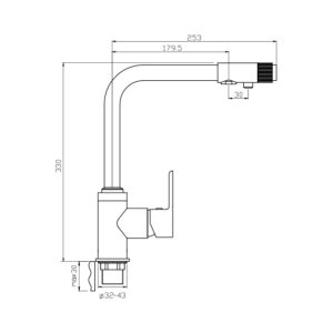 3509P — cмеситель для кухни OLIMP однорычажной, выход под питьевую воду