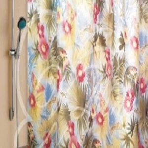 1018 — штора Вилина 180х180 полиэстер Цветы для ванной комнаты