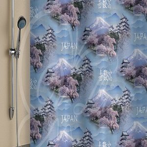 1571-1- штора Вилина 180х180 полиэстер Япония голубая для ванной комнаты