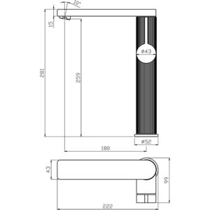 35-14L — смеситель для раковины NERO одноручковый, высокий, под чашу, черный, латунь