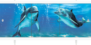 УЛЬТРАЛЕГКИЙ АРТ — экран под ванну 1,50/1,70 Дельфины пластиковая рама (Метакам)