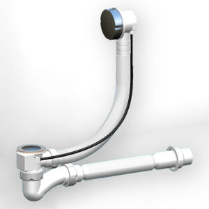 СВ 1124 — сифон для ванн полуавтомат GRAND с переливом 60см и гибкой трубой (1 1/2″- 40/50)