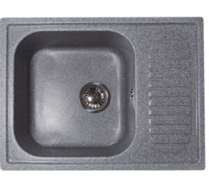 Кухонная мойка мраморная GranAlliance G-23 Темно Серая, матовая прямоугольная 645х495х200 мм без сифона