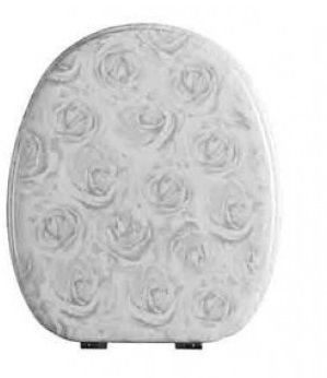 КД4М — сиденье МДФ для унитаза роза белая с микролифтом (Орио)