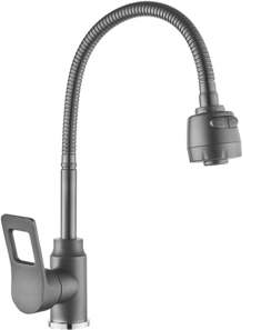 D295-58QH — смеситель DIADONNA для кухни гибкий излив, D-35mm, латунь, графито-черный