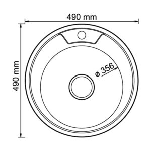 Мойка MIXLINE врезная, круглая D-490мм толщина 0,8мм, выпуск 3 1/2 глубина чаши 180мм, с сифоном